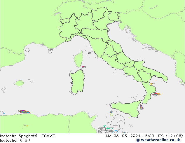 Isotachs Spaghetti ECMWF lun 03.06.2024 18 UTC