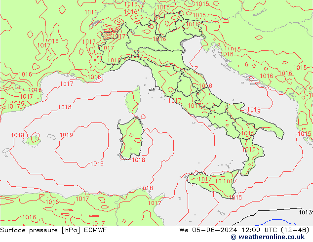 Atmosférický tlak ECMWF St 05.06.2024 12 UTC