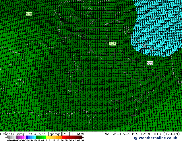 Height/Temp. 500 hPa ECMWF We 05.06.2024 12 UTC