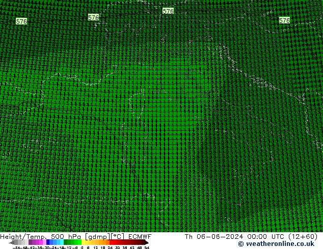 Yükseklik/Sıc. 500 hPa ECMWF Per 06.06.2024 00 UTC