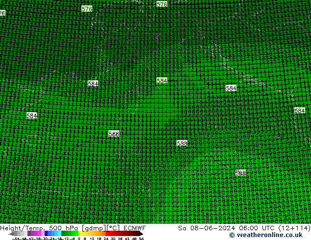 Géop./Temp. 500 hPa ECMWF sam 08.06.2024 06 UTC