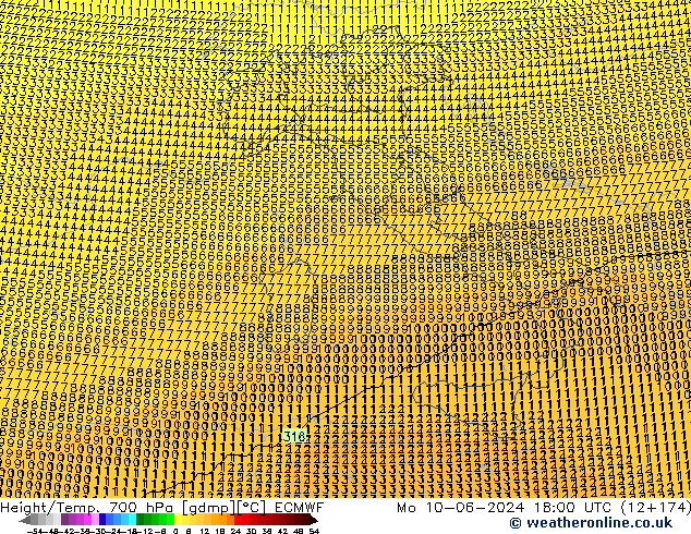 Height/Temp. 700 hPa ECMWF  10.06.2024 18 UTC