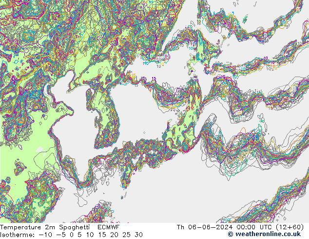 карта температуры Spaghetti ECMWF чт 06.06.2024 00 UTC