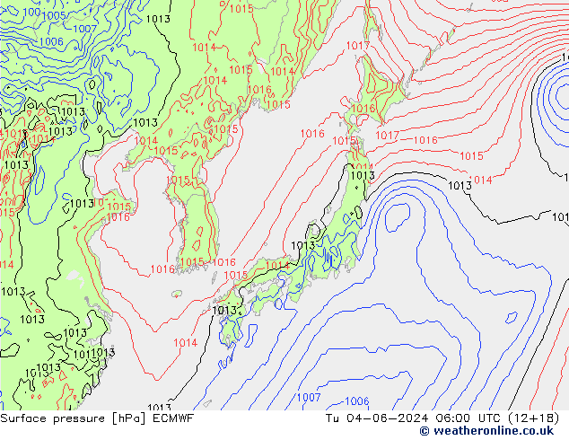 Bodendruck ECMWF Di 04.06.2024 06 UTC