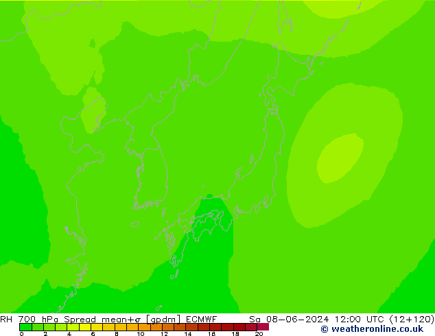 RH 700 hPa Spread ECMWF so. 08.06.2024 12 UTC