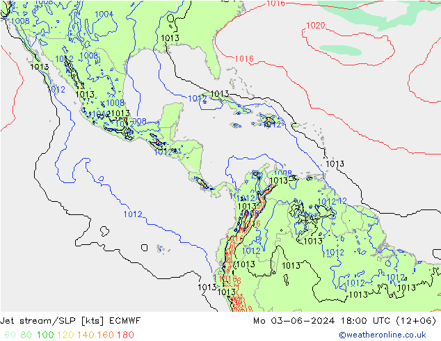 джет/приземное давление ECMWF пн 03.06.2024 18 UTC