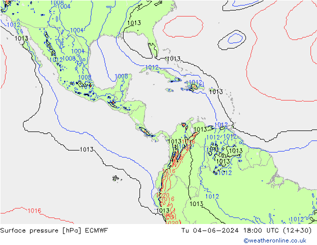 pressão do solo ECMWF Ter 04.06.2024 18 UTC