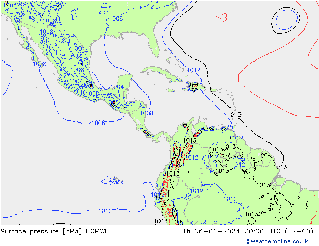 pressão do solo ECMWF Qui 06.06.2024 00 UTC