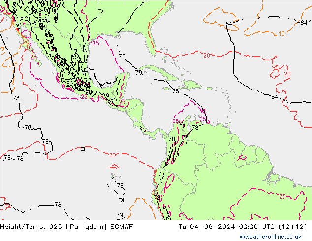 Height/Temp. 925 hPa ECMWF Tu 04.06.2024 00 UTC