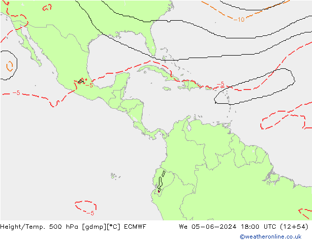 Height/Temp. 500 hPa ECMWF St 05.06.2024 18 UTC