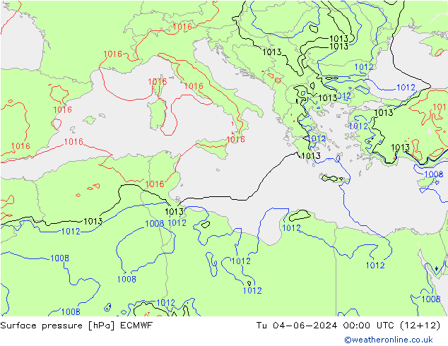 Bodendruck ECMWF Di 04.06.2024 00 UTC