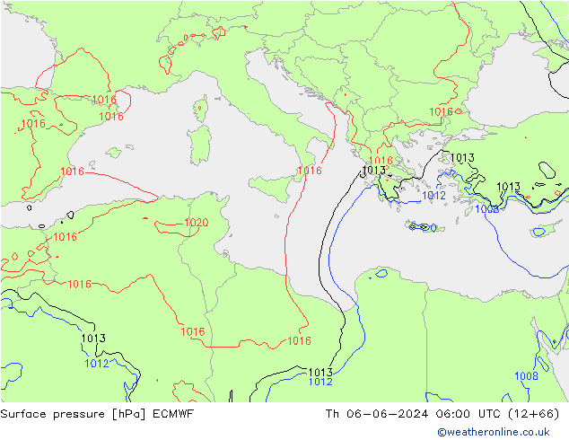 Luchtdruk (Grond) ECMWF do 06.06.2024 06 UTC