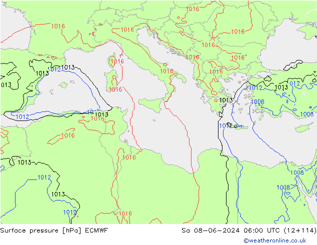 Luchtdruk (Grond) ECMWF za 08.06.2024 06 UTC