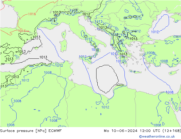 ciśnienie ECMWF pon. 10.06.2024 12 UTC