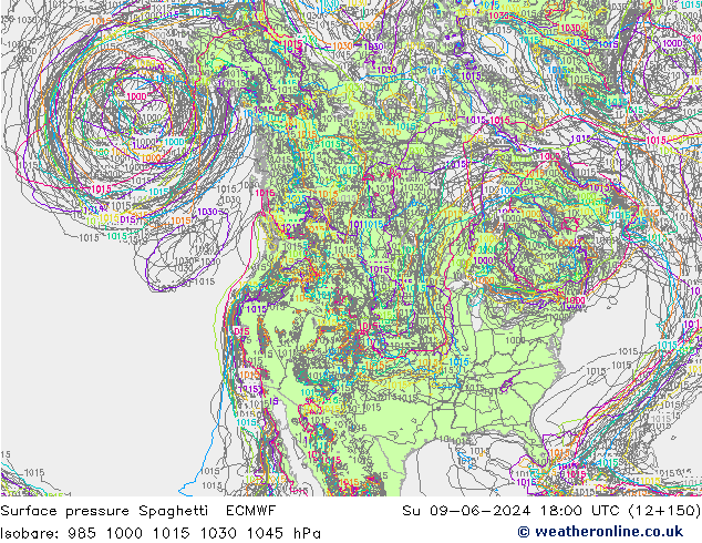 Bodendruck Spaghetti ECMWF So 09.06.2024 18 UTC