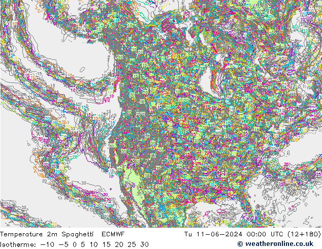 mapa temperatury 2m Spaghetti ECMWF wto. 11.06.2024 00 UTC