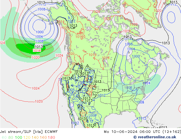 Straalstroom/SLP ECMWF ma 10.06.2024 06 UTC