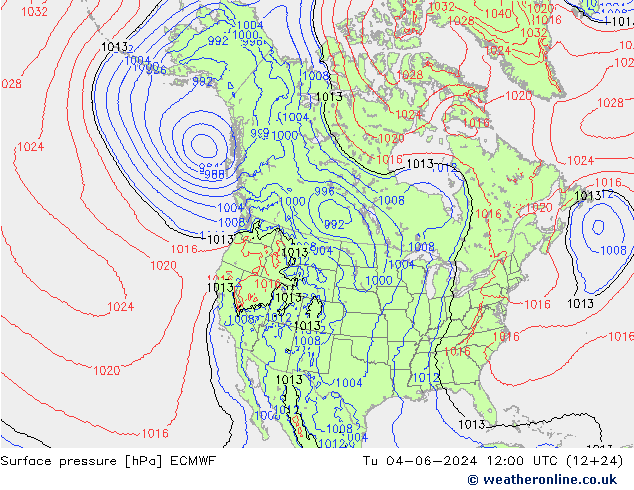 Bodendruck ECMWF Di 04.06.2024 12 UTC