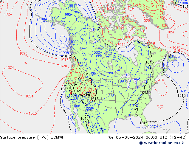 Yer basıncı ECMWF Çar 05.06.2024 06 UTC