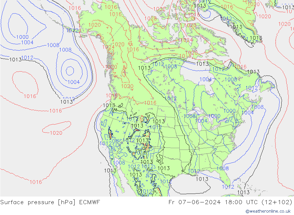 Bodendruck ECMWF Fr 07.06.2024 18 UTC