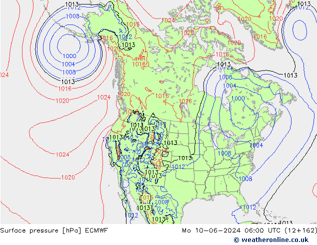 приземное давление ECMWF пн 10.06.2024 06 UTC