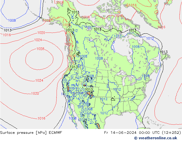 Surface pressure ECMWF Fr 14.06.2024 00 UTC