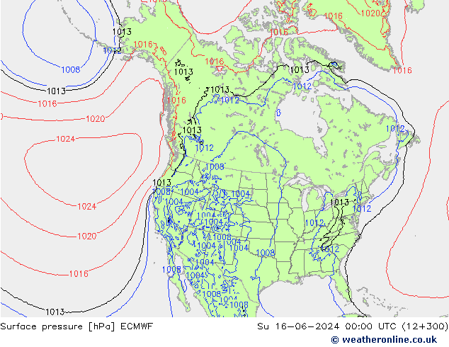 приземное давление ECMWF Вс 16.06.2024 00 UTC