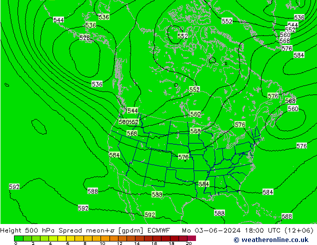 Géop. 500 hPa Spread ECMWF lun 03.06.2024 18 UTC