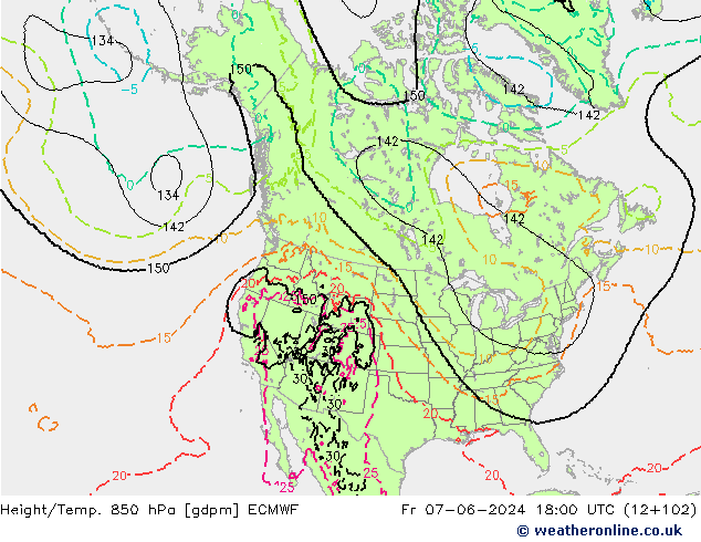 Height/Temp. 850 hPa ECMWF Fr 07.06.2024 18 UTC