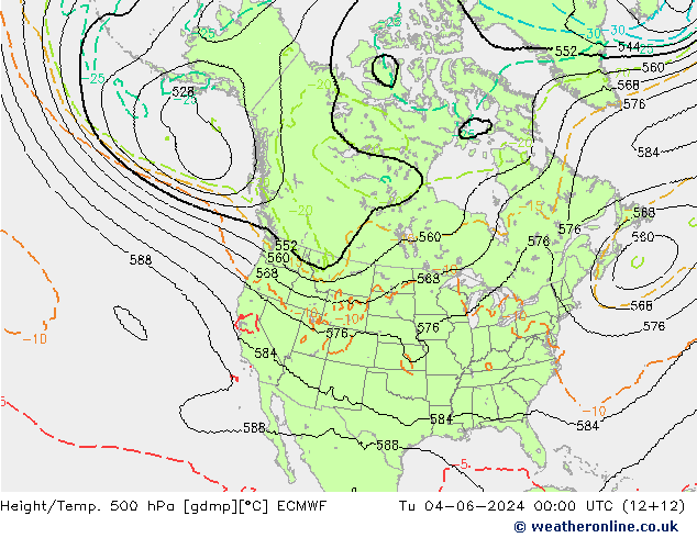 Height/Temp. 500 hPa ECMWF Tu 04.06.2024 00 UTC