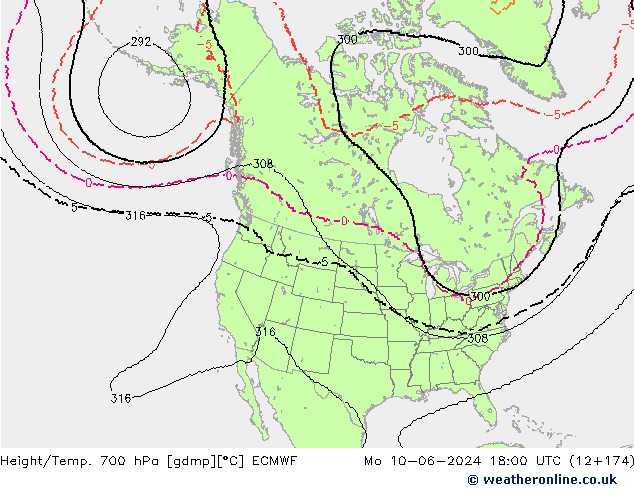 Height/Temp. 700 hPa ECMWF  10.06.2024 18 UTC