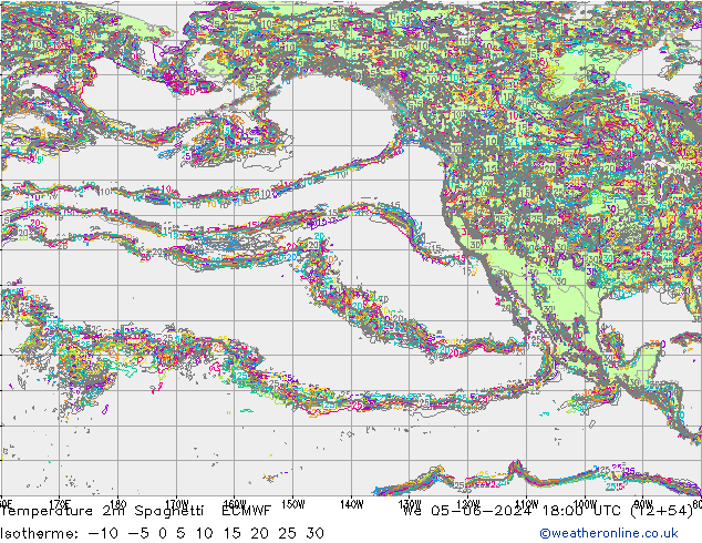 Temperature 2m Spaghetti ECMWF We 05.06.2024 18 UTC