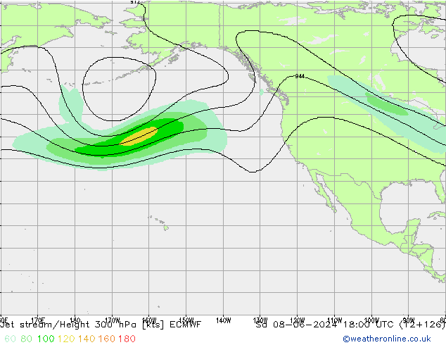 Jet stream/Height 300 hPa ECMWF So 08.06.2024 18 UTC