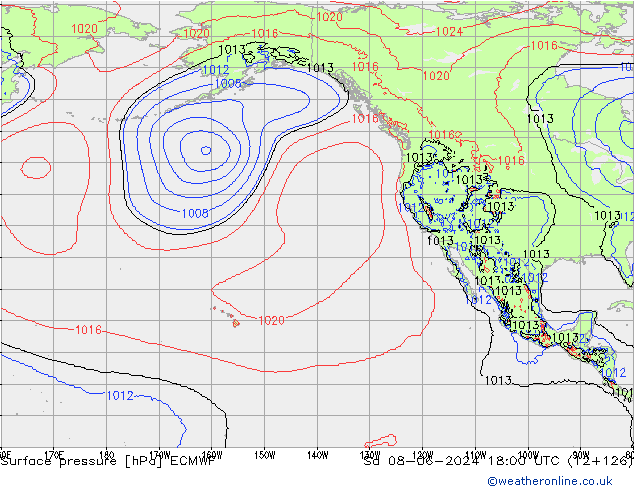 Surface pressure ECMWF Sa 08.06.2024 18 UTC