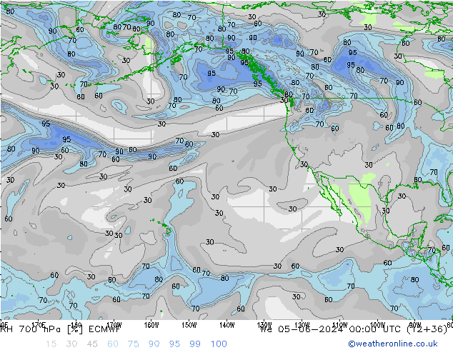 700 hPa Nispi Nem ECMWF Çar 05.06.2024 00 UTC