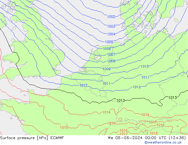 Bodendruck ECMWF Mi 05.06.2024 00 UTC