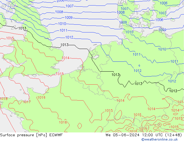 pressão do solo ECMWF Qua 05.06.2024 12 UTC