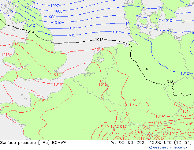 Bodendruck ECMWF Mi 05.06.2024 18 UTC