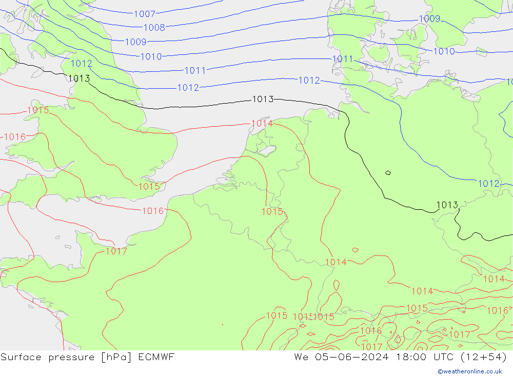 Atmosférický tlak ECMWF St 05.06.2024 18 UTC