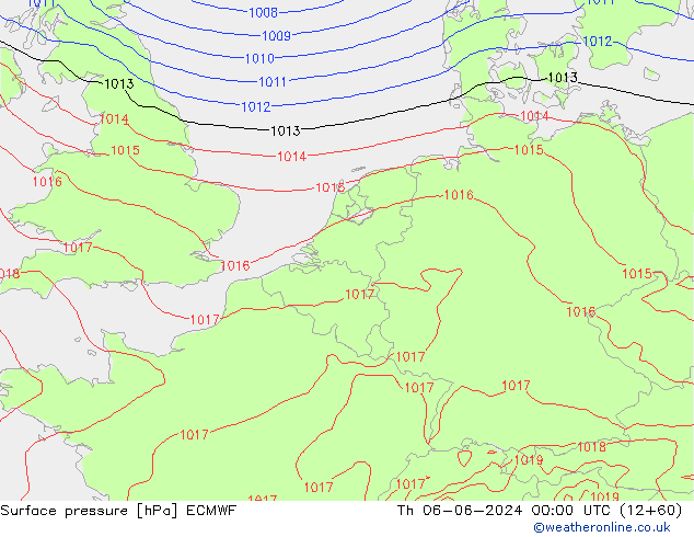 Atmosférický tlak ECMWF Čt 06.06.2024 00 UTC