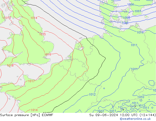 Yer basıncı ECMWF Paz 09.06.2024 12 UTC