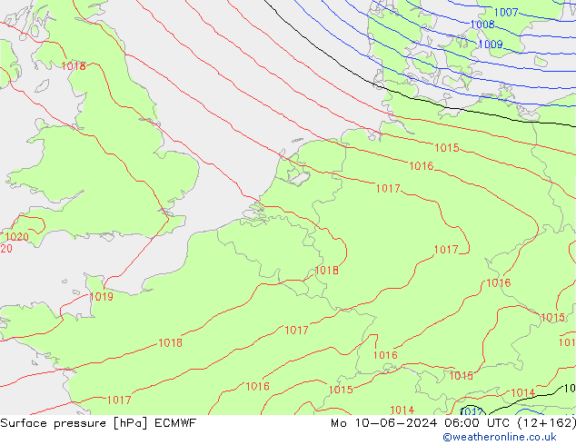 Pressione al suolo ECMWF lun 10.06.2024 06 UTC