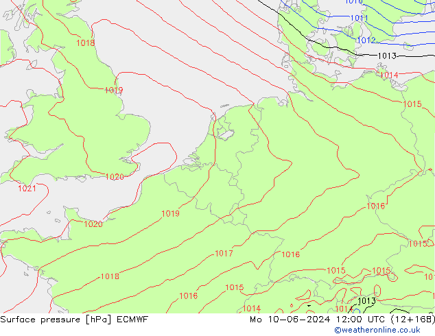 приземное давление ECMWF пн 10.06.2024 12 UTC