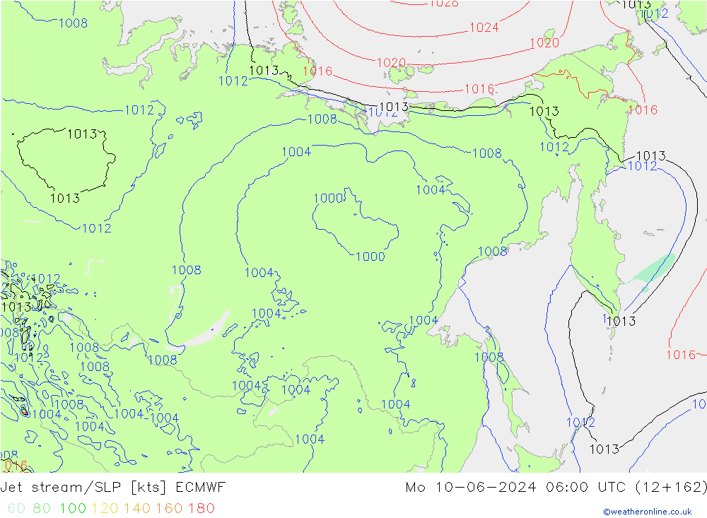 Corriente en chorro ECMWF lun 10.06.2024 06 UTC