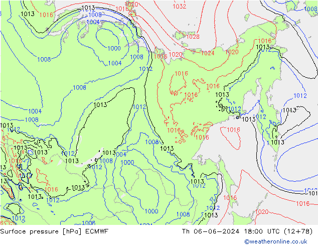 Pressione al suolo ECMWF gio 06.06.2024 18 UTC