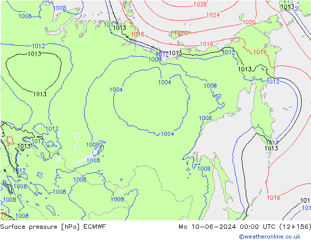 Surface pressure ECMWF Mo 10.06.2024 00 UTC