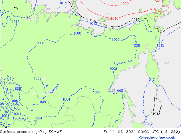 Bodendruck ECMWF Fr 14.06.2024 00 UTC