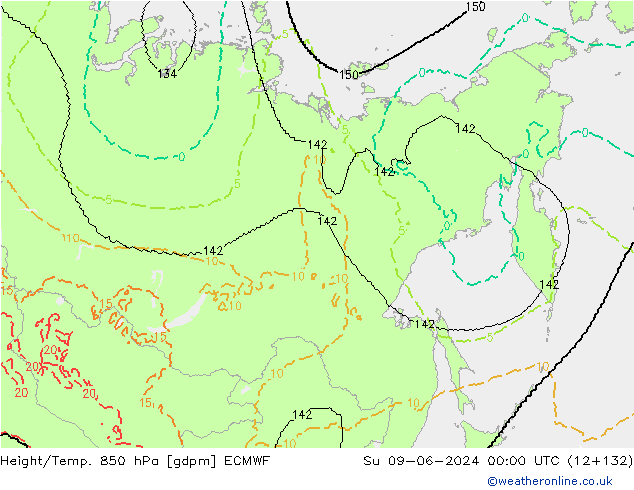 Height/Temp. 850 hPa ECMWF Ne 09.06.2024 00 UTC