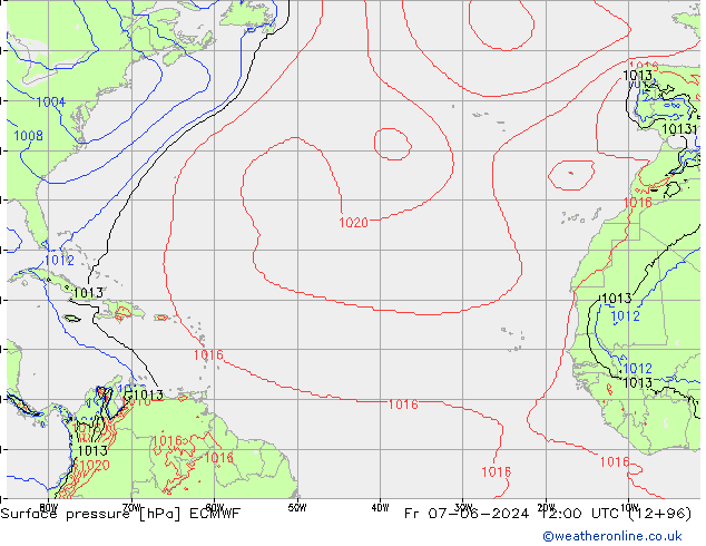 Luchtdruk (Grond) ECMWF vr 07.06.2024 12 UTC