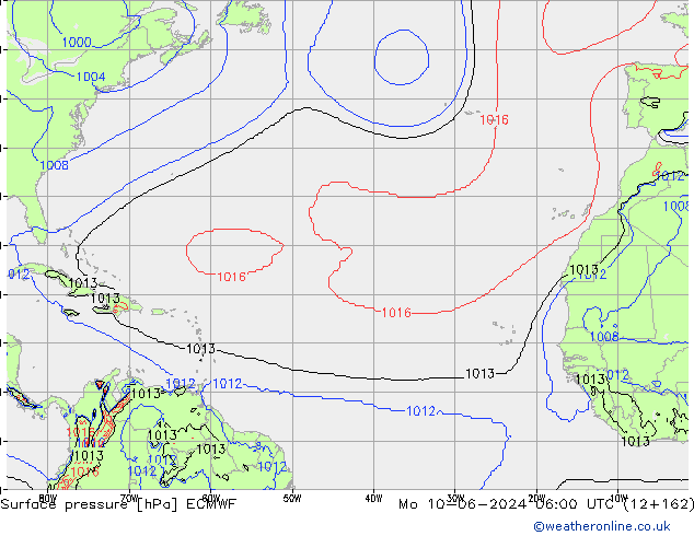 Yer basıncı ECMWF Pzt 10.06.2024 06 UTC